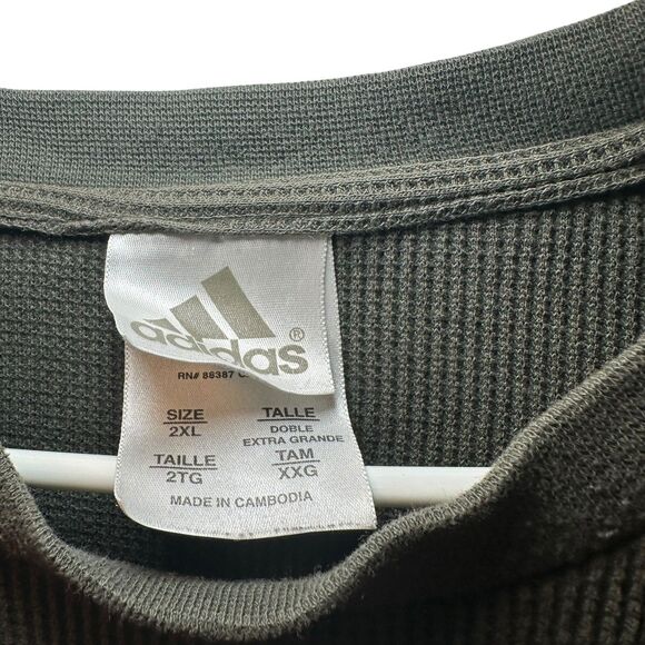 Adidas Droptail Waffle Knit Thermal Pullover Men Size 2XL Dark Green Activewear - Picture 4 of 4
